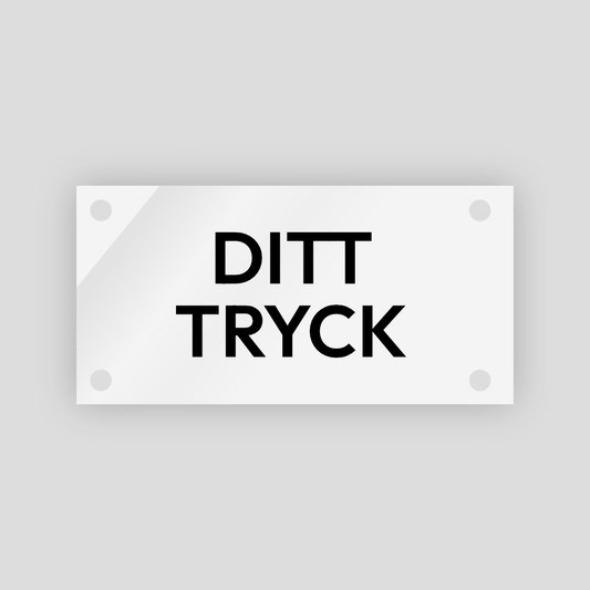 Akrylskylt med distanser (15x30cm)